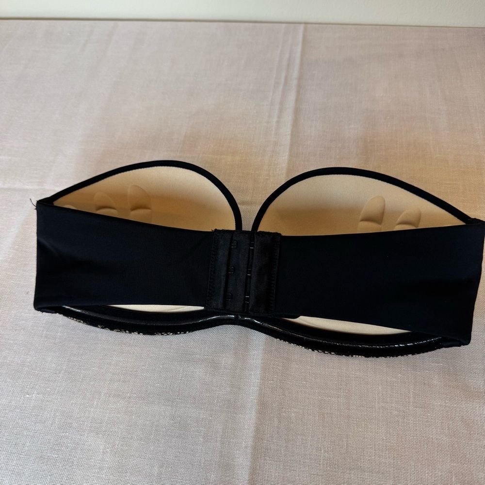 Elegant Black Lace Strapless Bra 30C Fancy Club lingerie Event 0061 - Picture 6 of 12